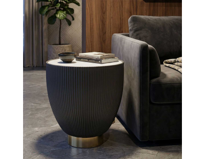 Table basse en métal et céramique Elge 46 x 45 cm