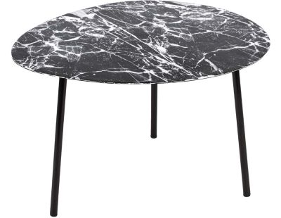 Table basse en métal imitation marbre Ovoid 58 x 51 cm (Noir)