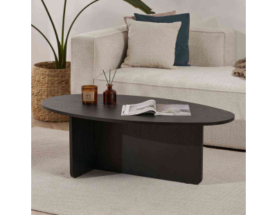 Table basse ovale en aggloméré Orba (Bois noir)