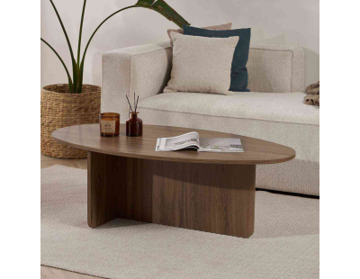 Table basse ovale en aggloméré Orba (Noyer)