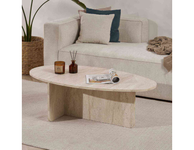Table basse ovale en aggloméré Orba (Travertine)