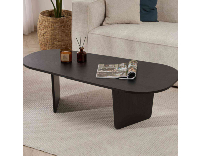 Table basse ovale en aggloméré Ovalis (Bois noir)