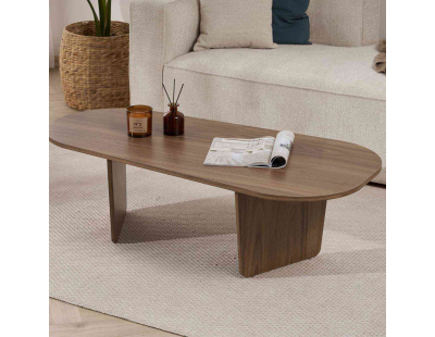 Table basse ovale en aggloméré Ovalis (Noyer)