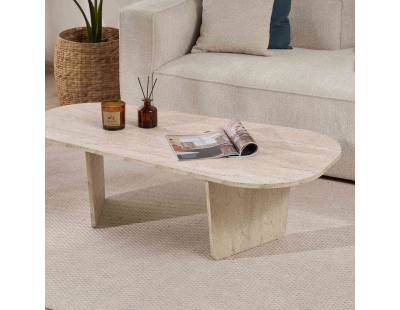 Table basse ovale en aggloméré Ovalis (Travertine)