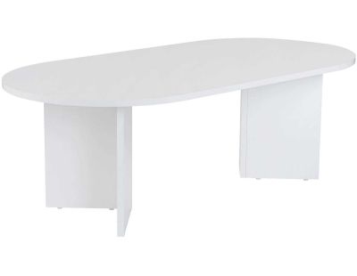 Table basse ovale en aggloméré Sable (Blanc)