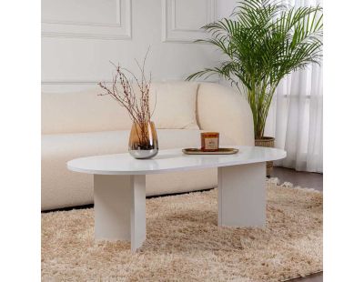 Table basse ovale en aggloméré Sable (Blanc)