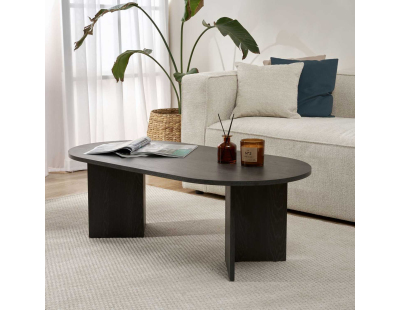 Table basse ovale en aggloméré Sable (Bois noir)