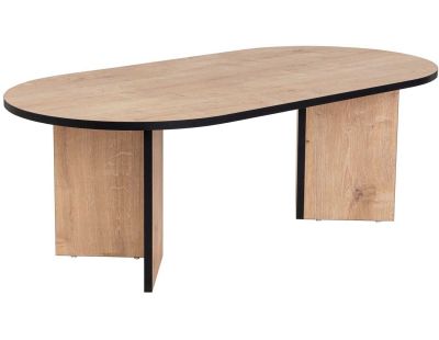 Table basse ovale en aggloméré Sable (Chêne, Noir)