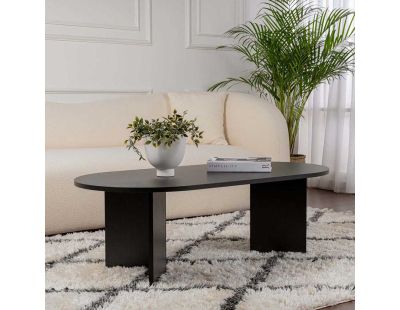 Table basse ovale en aggloméré Sable (Noir)