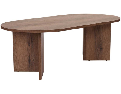 Table basse ovale en aggloméré Sable (Noyer vielli)