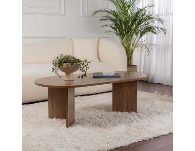 Table basse ovale en aggloméré Sable (Noyer)