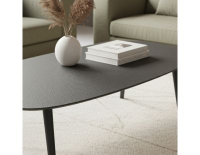 Table basse ovale en métal texturé noir