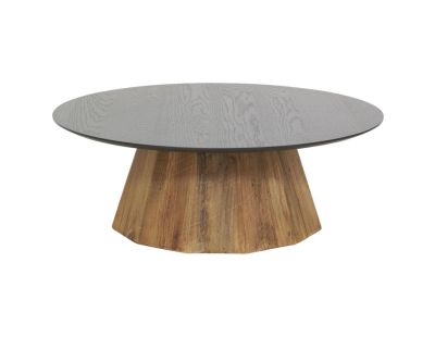 Table basse en pin recyclé naturel et noir REWOOD (Grand modèle)