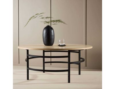 Table basse ronde ⌀100x42,5 cm Copenhagen (Beige, Noir)