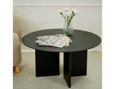 Table basse ronde 80 cm en aggloméré Leo (Noir)