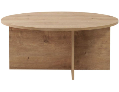 Table basse ronde en aggloméré Soleil (Chêne)