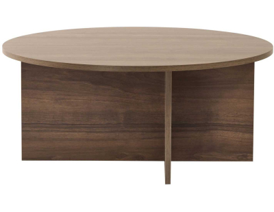 Table basse ronde en aggloméré Soleil (Noyer)