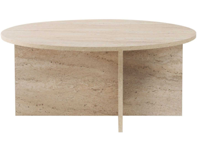 Table basse ronde en aggloméré Soleil (Travertine)