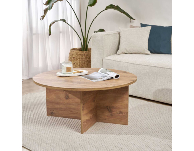 Table basse ronde en aggloméré Soleil (Pin)