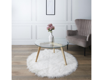 Table basse ronde plateau en verre 80 cm