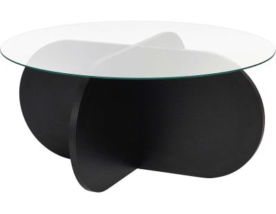 Table basse ronde en verre Aeris (Noir, verre transparent)