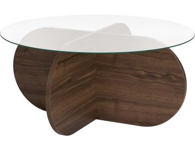 Table basse ronde en verre Aeris (Noyer, verre transparent)