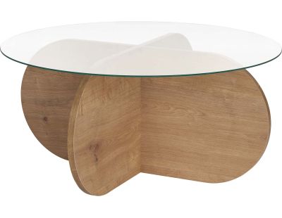Table basse ronde en verre Aeris (Chêne, verre transparent)