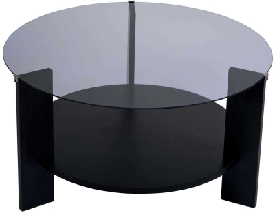 Table basse ronde en verre Clara (Noir, verre fumé)