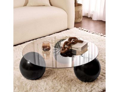 Table basse ronde en verre Miro (Noir et bronze (verre))