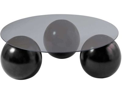 Table basse ronde en verre Miro (Noir et gris (verre))