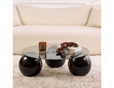 Table basse ronde en verre Miro (Noir et gris (verre))