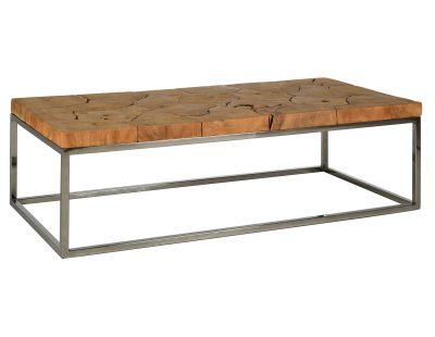 Table basse en teck et acier Puzzle