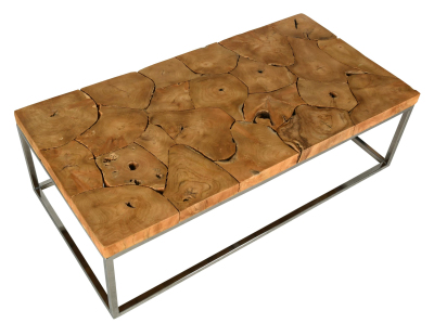 Table basse en teck et acier Puzzle