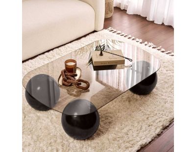 Table basse en verre 118 x 75 x 30 cm Evara (Noir et bronze (verre))