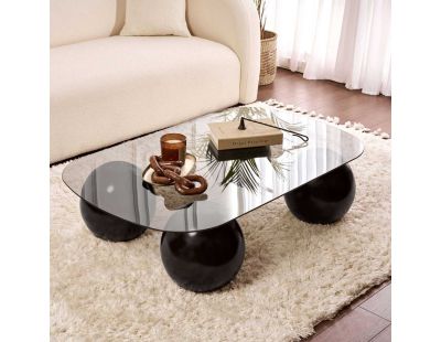 Table basse en verre 118 x 75 x 30 cm Evara (Noir et gris (verre))
