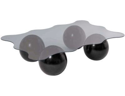 Table basse en verre 120 x 80 x 30 cm Noxa (Noir et gris (verre))