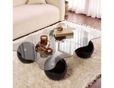 Table basse en verre 120 x 80 x 30 cm Noxa (Noir et gris (verre))