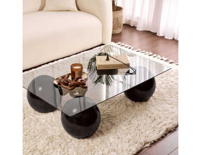 Table basse en verre 110 x 75 x 30 cm Sera (Noir et gris (verre))