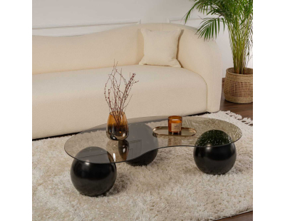 Table basse en verre 120 x 30 x 70 cm Sphere (Noir, Bronze (Verre))