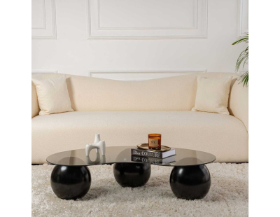 Table basse en verre 120 x 30 x 70 cm Sphere (Noir, Gris (verre))