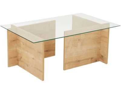 Table basse en verre et aggloméré Vetrino (Chêne)