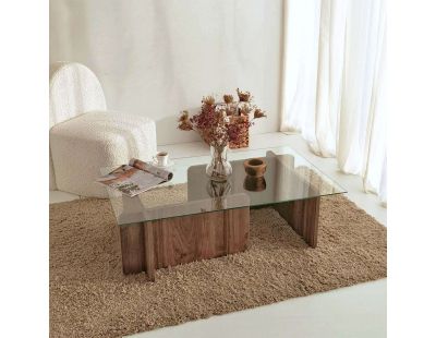 Table basse en verre et aggloméré 105 x 65 x 30 cm Escape