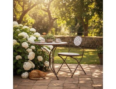 Table en céramique et fer forgé