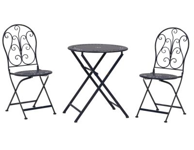 Table et chaises de jardin en métal laqué (Bleu antique)