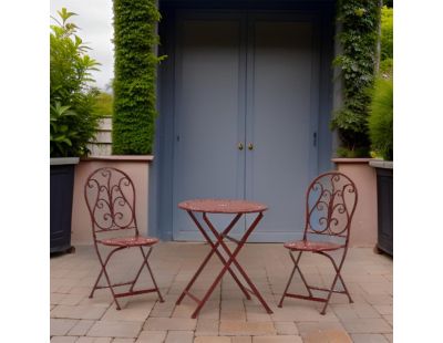 Table et chaises de jardin en métal laqué (Rouge antique)