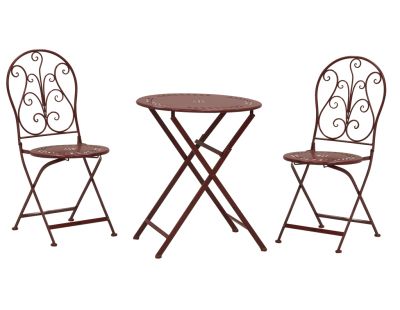 Table et chaises de jardin en métal laqué rouge (Rouge antique)
