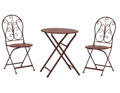 Table et chaises de jardin en métal laqué (Rouge antique)