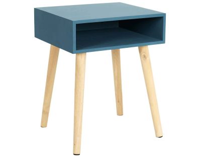 Table de chevet en bois niche colorée (Bleu)