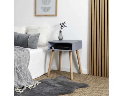 Table de chevet en bois niche colorée (Gris)