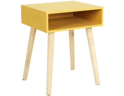 Table de chevet en bois niche colorée (Jaune)